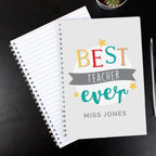 Personalised ’Best Teacher Ever’ A5 Notebook - Shop Notebooks At Gift Moments - 2