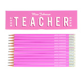 Personalised Best Teacher Ever Box and 12 Pink HB Pencils: 2 - Pens & Pencils By Gift Moments