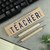 Personalised Best Teacher Wooden Pen and Pencil Set: 1 - Pens & Pencils By Gift Moments