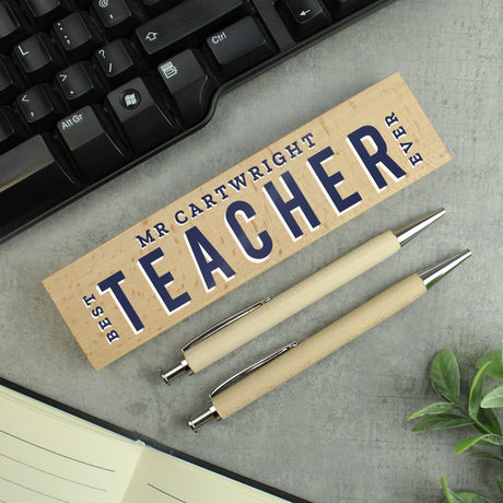 Personalised Best Teacher Wooden Pen and Pencil Set: 1 - Pens & Pencils By Gift Moments