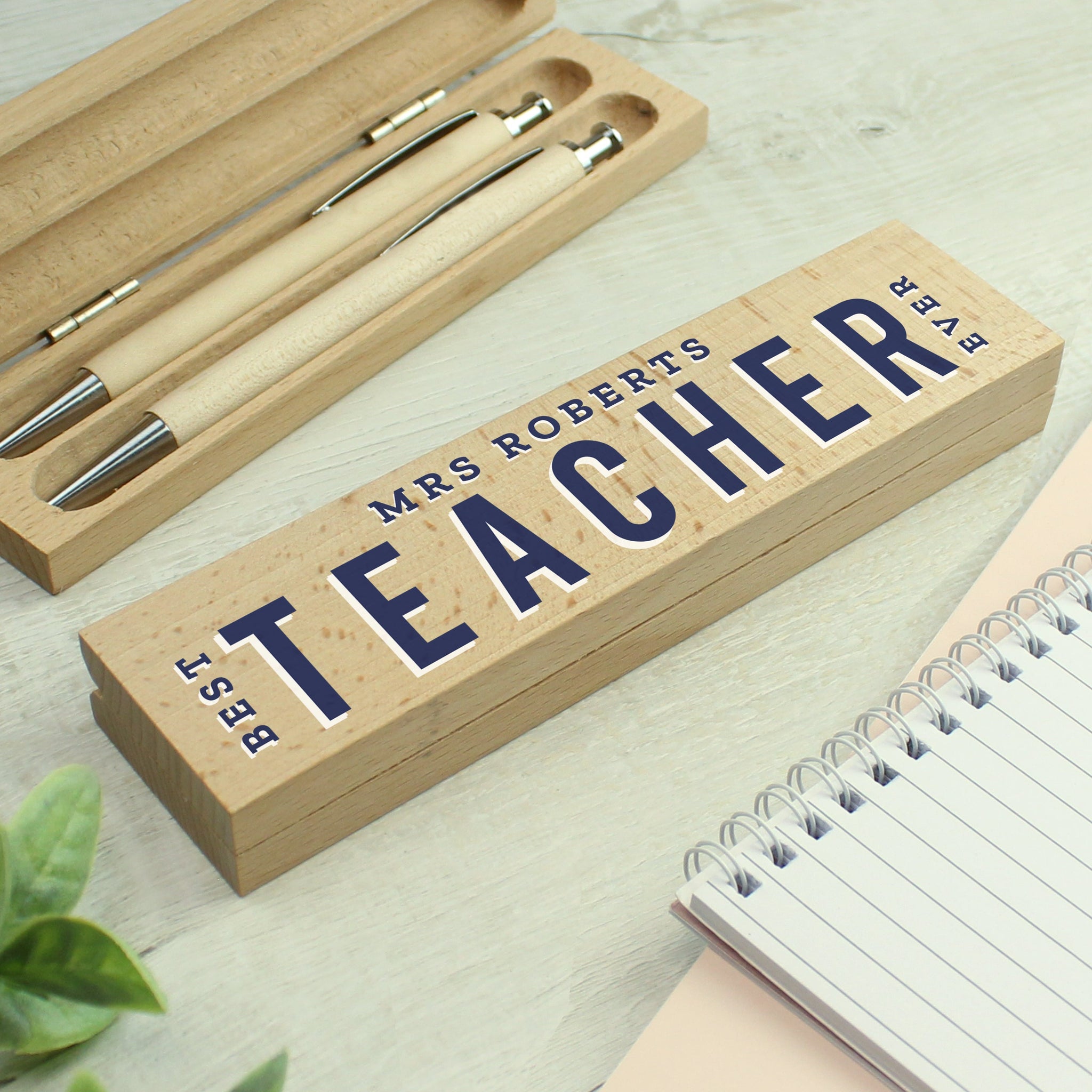 Personalised Best Teacher Wooden Pen and Pencil Set: 4 - Pens & Pencils By Gift Moments