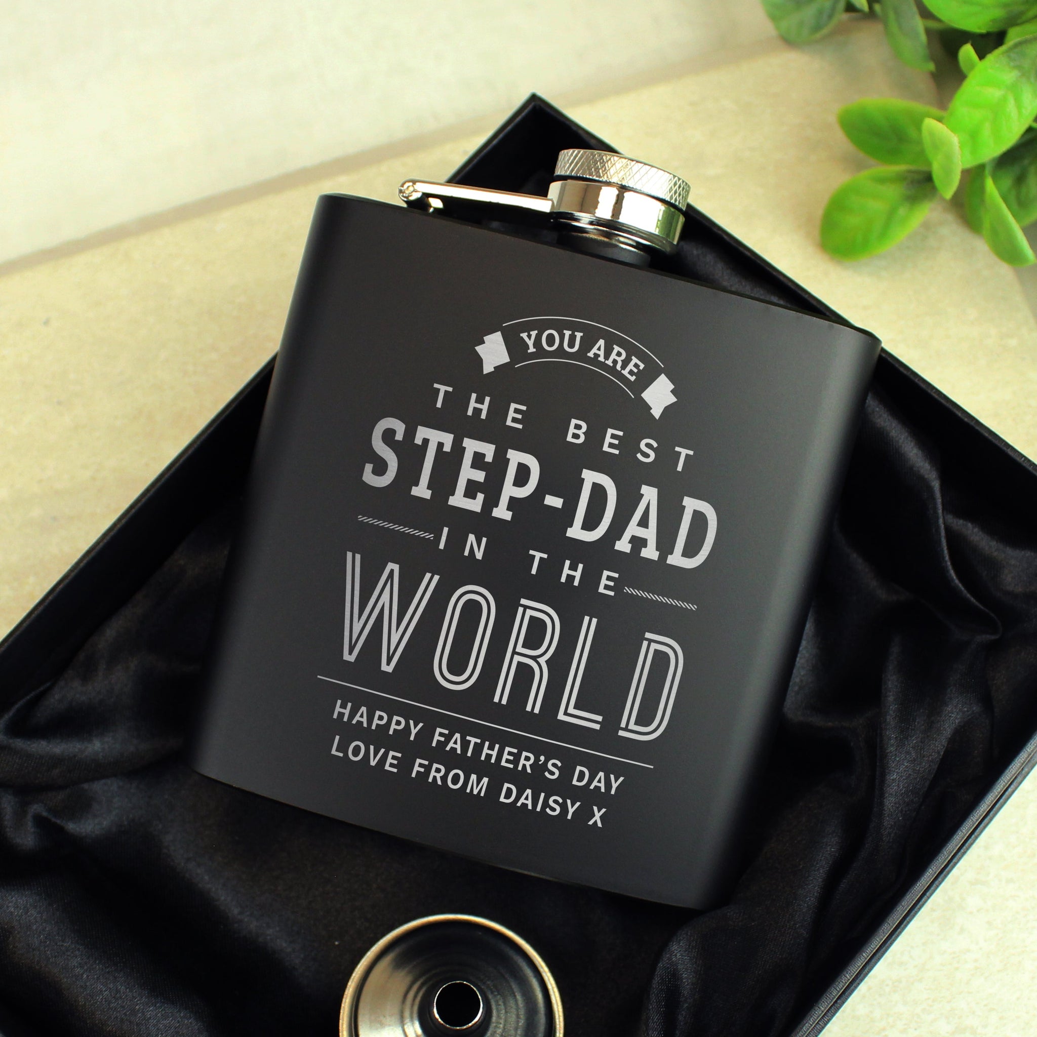 Personalised Best in The World Black Hip Flask: 1 - Hip Flasks By Gift Moments