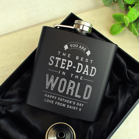 Personalised Best in The World Black Hip Flask: 1 - Hip Flasks By Gift Moments
