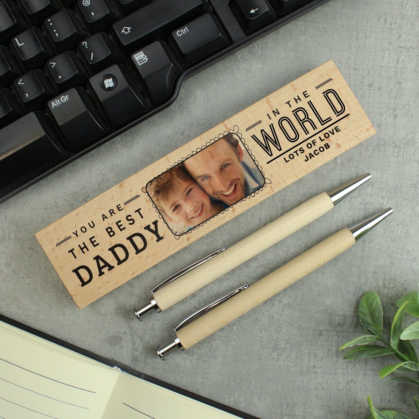 Personalised Best In The World Photo Upload Wooden Pen and Pencil Set: 1 - Pens & Pencils By Gift Moments