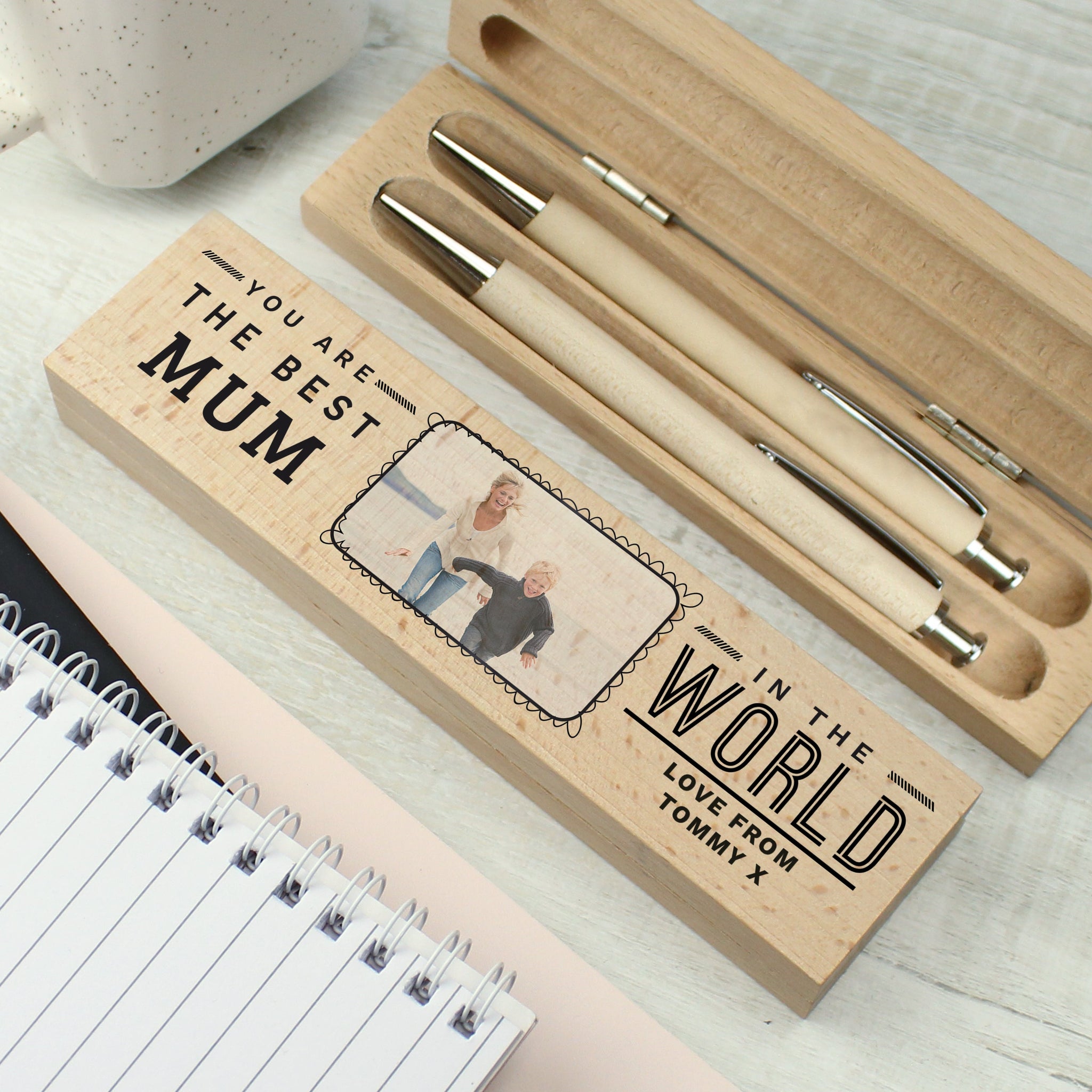 Personalised Best In The World Photo Upload Wooden Pen and Pencil Set: 7 - Pens & Pencils By Gift Moments