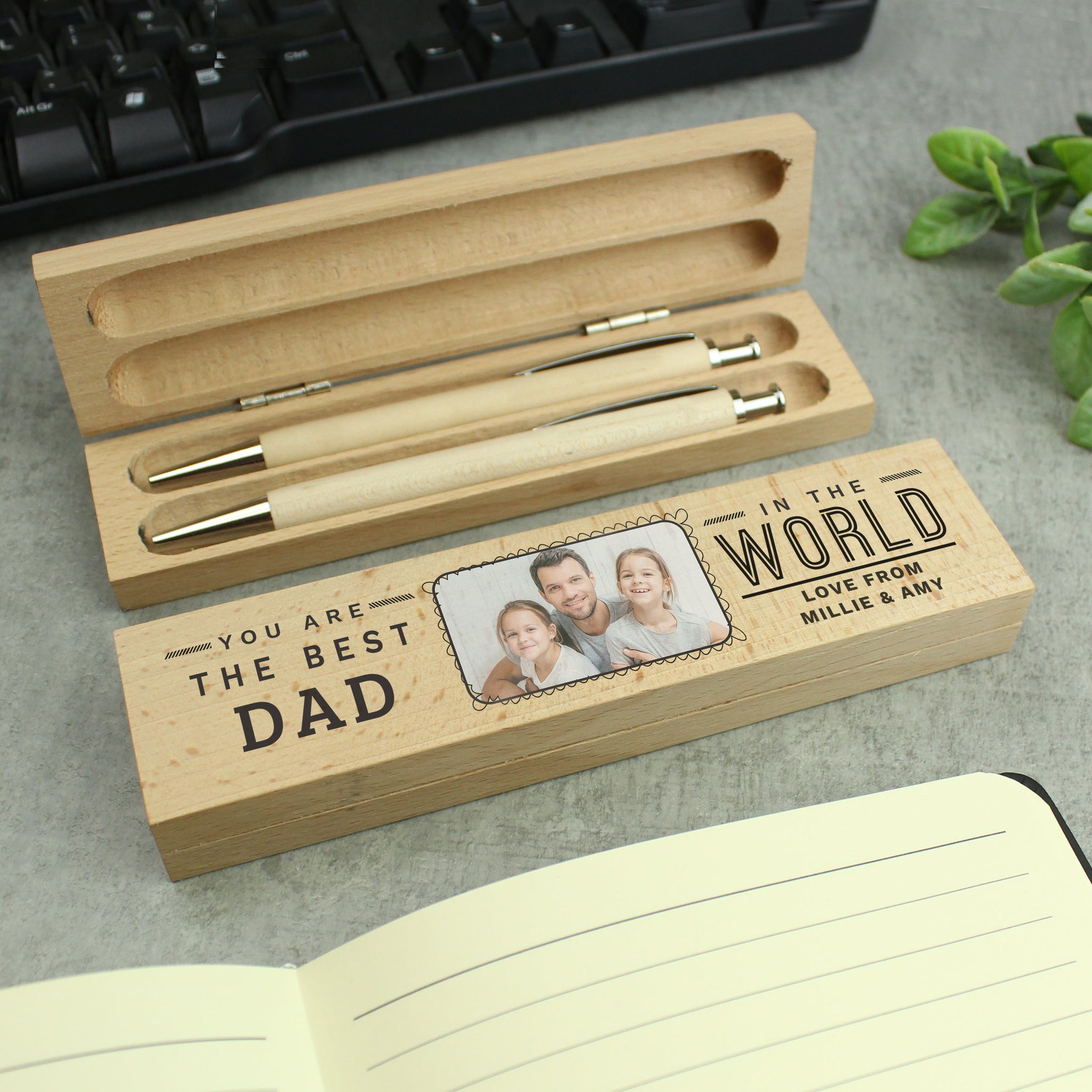 Personalised Best In The World Photo Upload Wooden Pen and Pencil Set: 4 - Pens & Pencils By Gift Moments