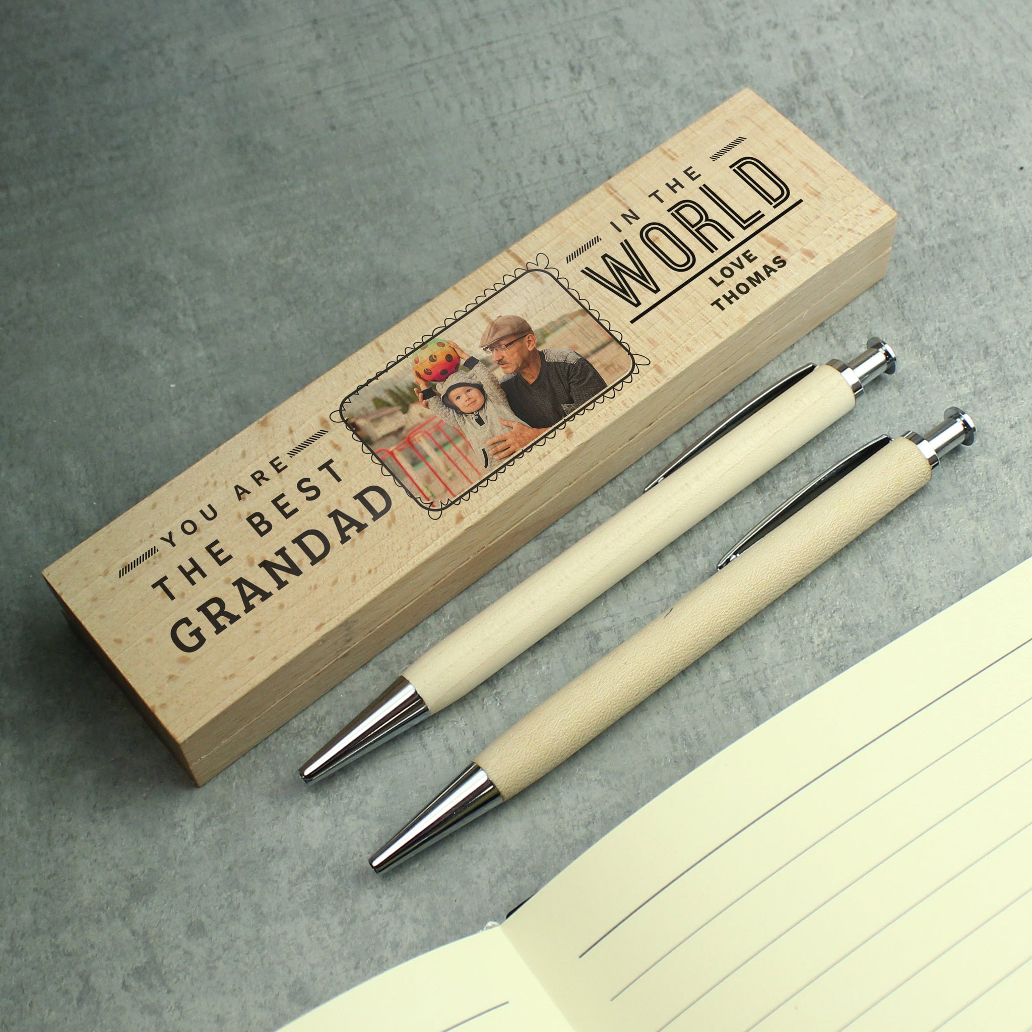 Personalised Best In The World Photo Upload Wooden Pen and Pencil Set: 3 - Pens & Pencils By Gift Moments