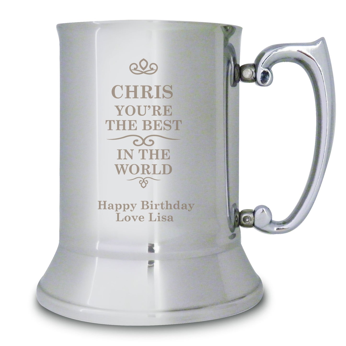 Personalised Best in the World Stainless Steel Tankard: 2 - Tankards By Gift Moments