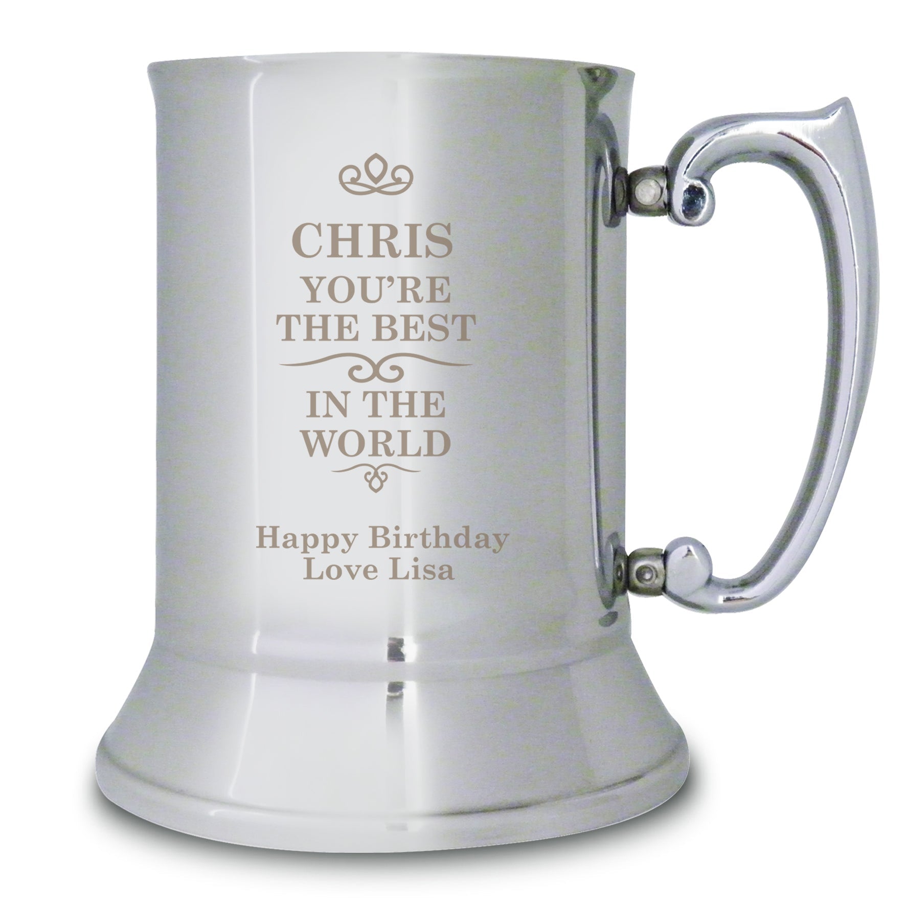 Personalised Best in the World Stainless Steel Tankard: 2 - Tankards By Gift Moments