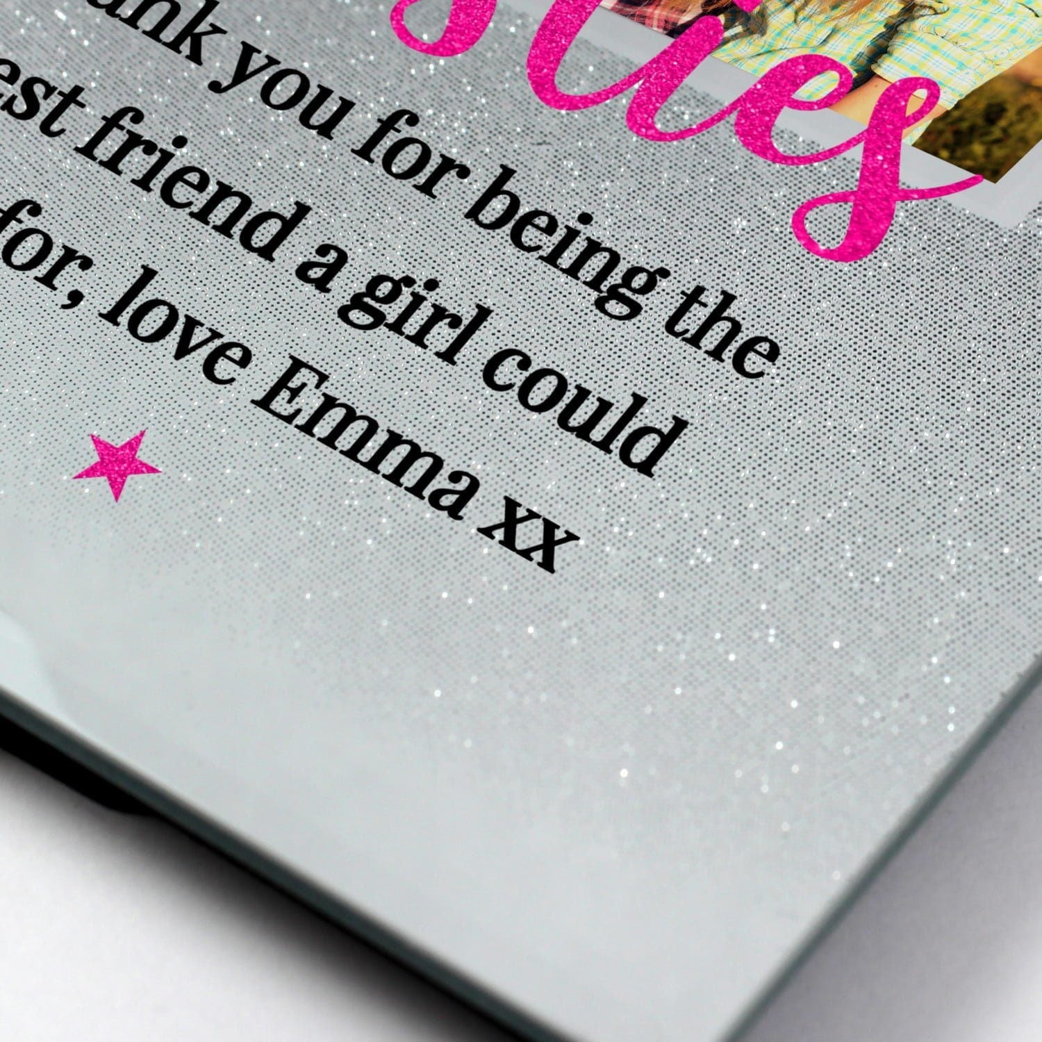 Personalised ’Bestie’ 4x4 Glitter Glass Photo Frame - Shop Photo Frames At Gift Moments - 4
