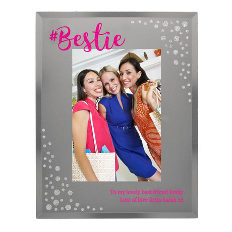 Personalised Bestie 6x4 Diamante Glass Photo Frame: 4 - Photo Frames By Gift Moments