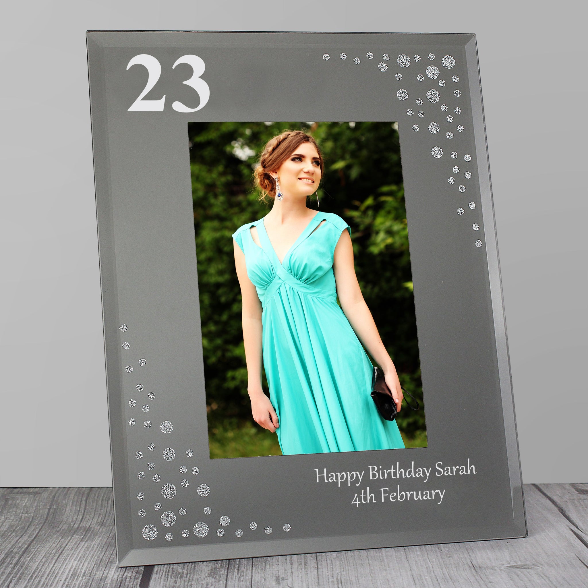 Personalised Big Age 6x4 Diamante Glass Photo Frame: 3 - Photo Frames By Gift Moments
