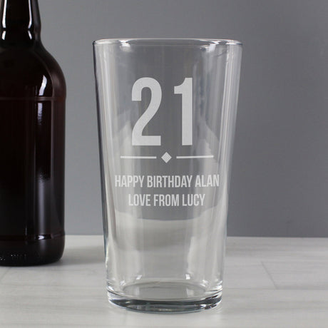 Personalised Big Age Birthday Pint Glass: 2 - Beer Glasses By Gift Moments
