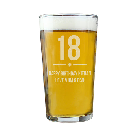 Personalised Big Age Birthday Pint Glass: 3 - Beer Glasses By Gift Moments