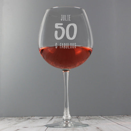 Personalised Big Age Bottle of Wine Glass: 5 - Wine Glasses By Gift Moments