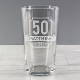 Personalised Big Age & Name Birthday Pint Glass: 5 - Beer Glasses By Gift Moments