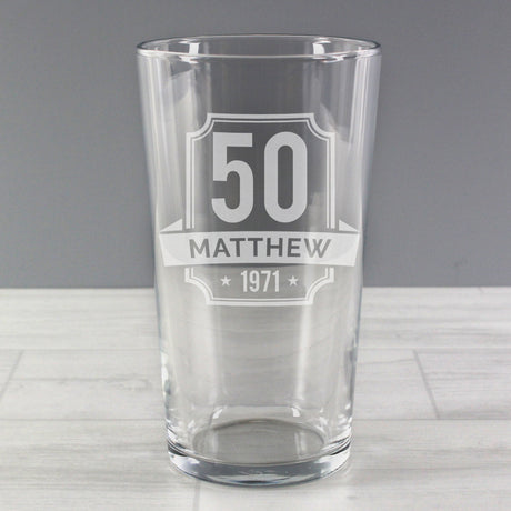 Personalised Big Age & Name Birthday Pint Glass: 5 - Beer Glasses By Gift Moments