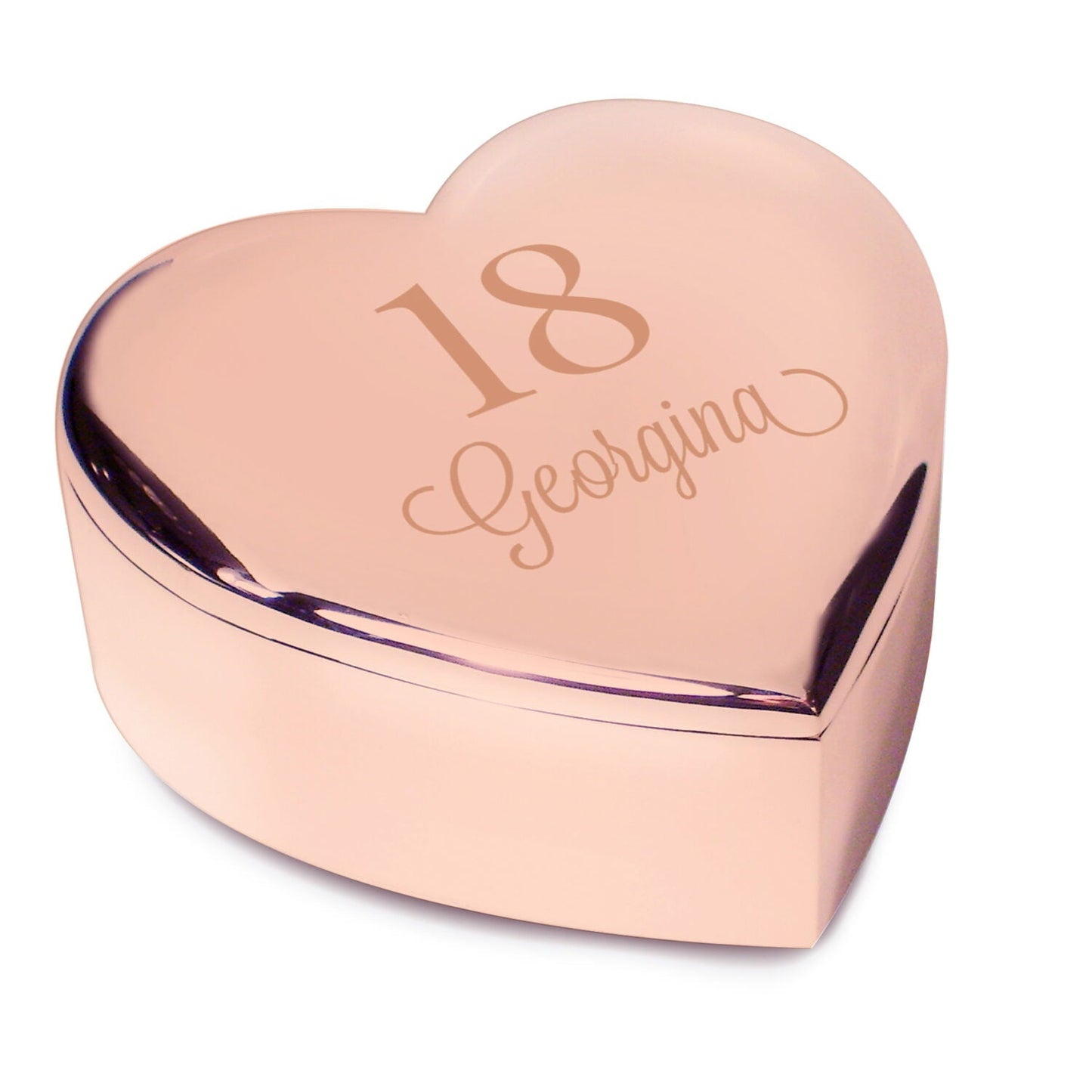 Personalised Big Age Rose Gold Heart Trinket Box: 4 - Trinket Boxes By Gift Moments