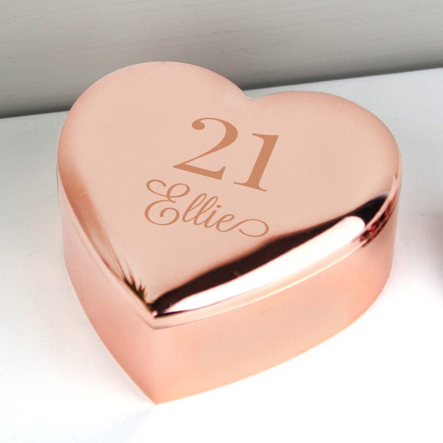 Personalised Big Age Rose Gold Heart Trinket Box: 3 - Trinket Boxes By Gift Moments