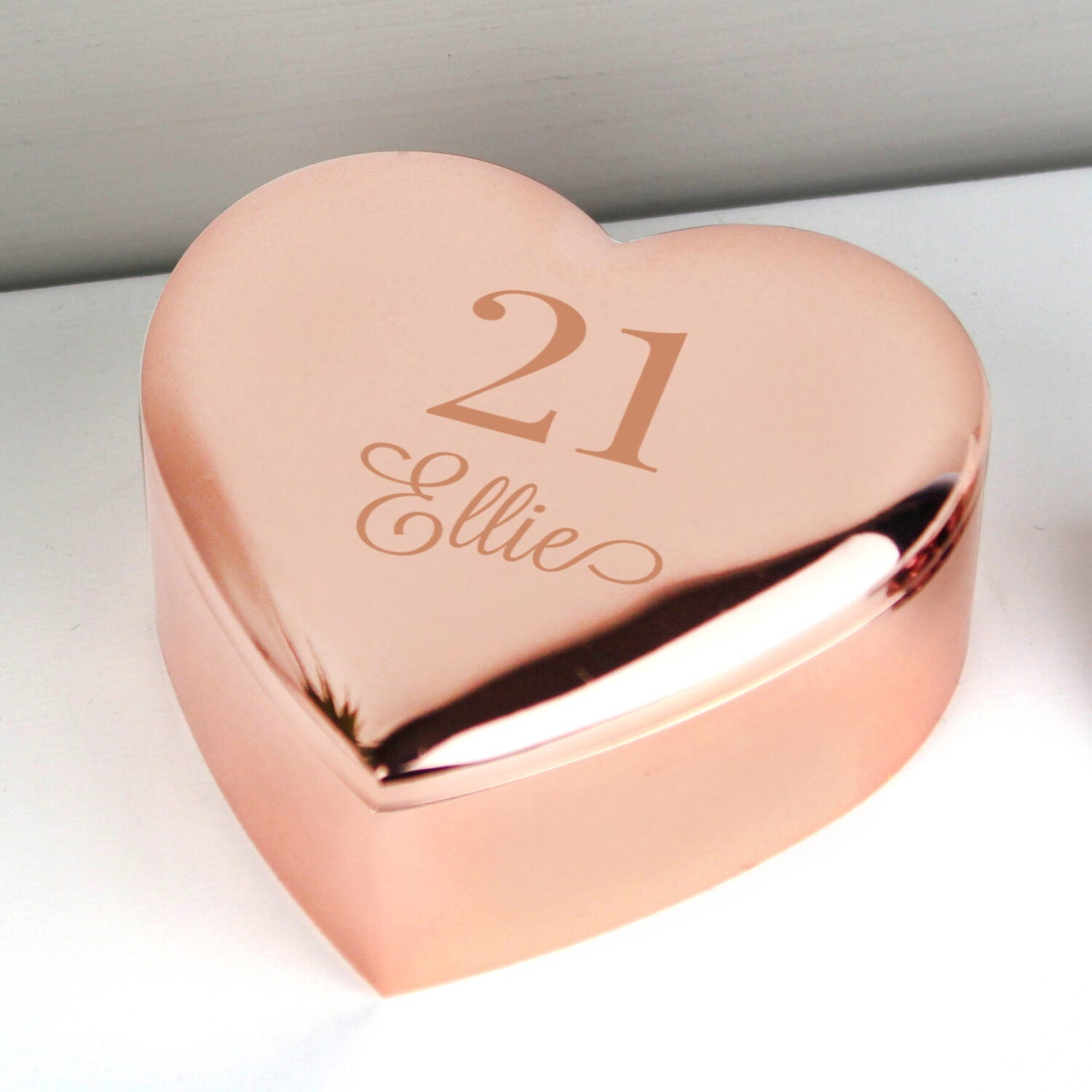 Personalised Big Age Rose Gold Heart Trinket Box: 3 - Trinket Boxes By Gift Moments