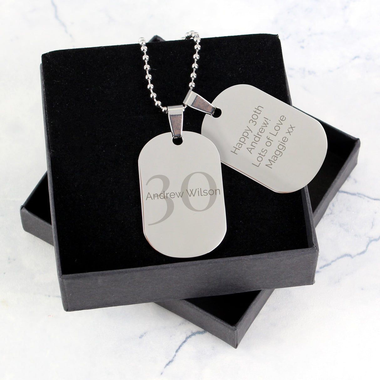 Personalised Big Age Stainless Steel Double Dog Tag Necklace: 1 - Necklaces By Gift Moments