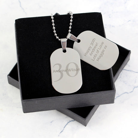 Personalised Big Age Stainless Steel Double Dog Tag Necklace: 1 - Necklaces By Gift Moments