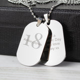 Personalised Big Age Stainless Steel Double Dog Tag Necklace: 3 - Necklaces By Gift Moments