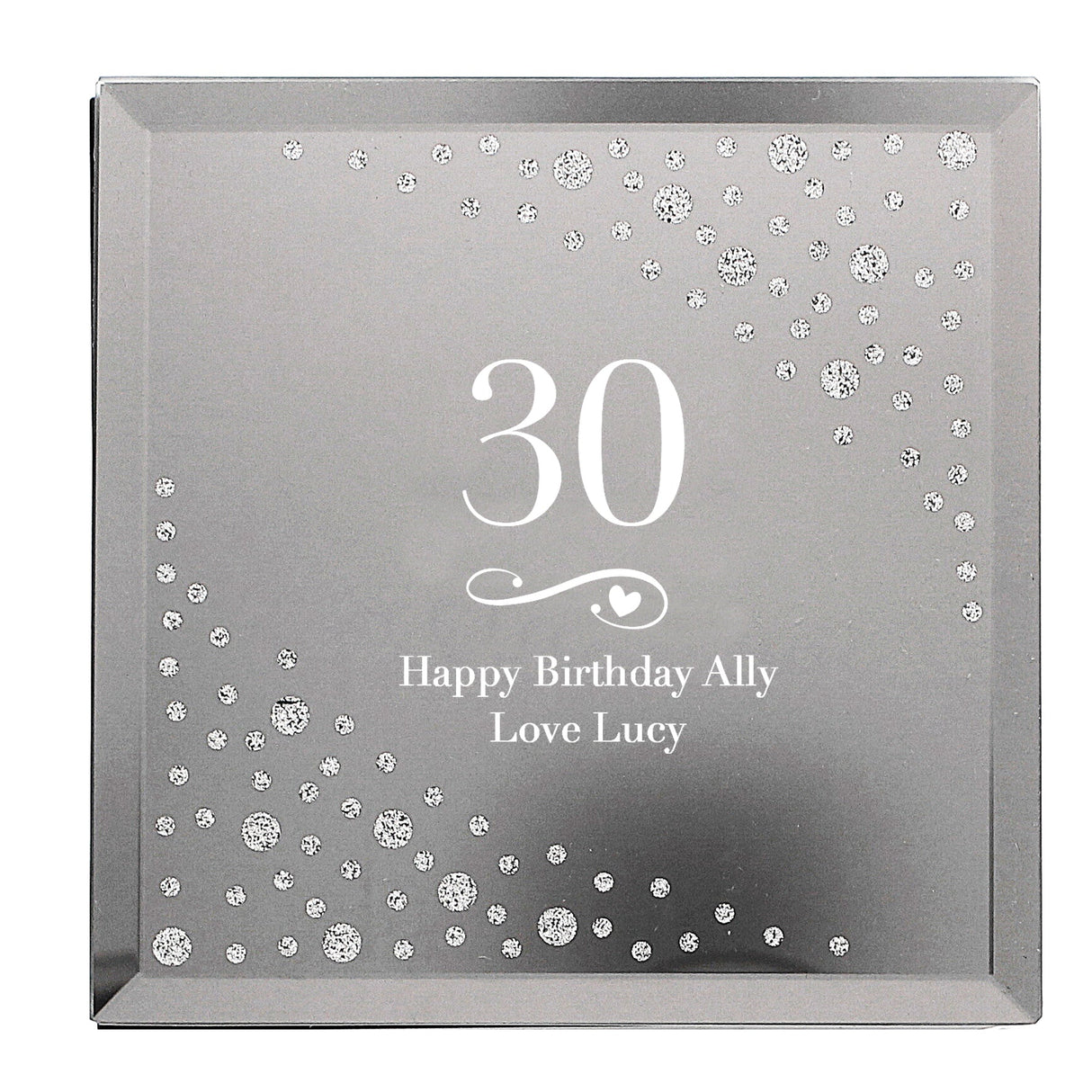 Personalised Big Age Swirls & Hearts Diamante Glass Trinket Box: 2 - Trinket Boxes By Gift Moments