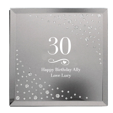 Personalised Big Age Swirls & Hearts Diamante Glass Trinket Box: 2 - Trinket Boxes By Gift Moments