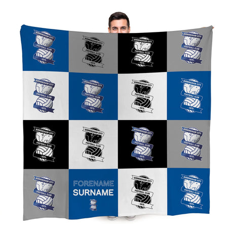 Personalised Birmingham City FC Chequered Fleece Blanket: 1 - Blankets By Birmingham City