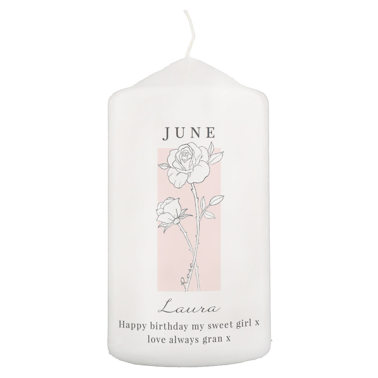 Personalised Birth Flower Pillar Candle: 9 - Candles By Gift Moments