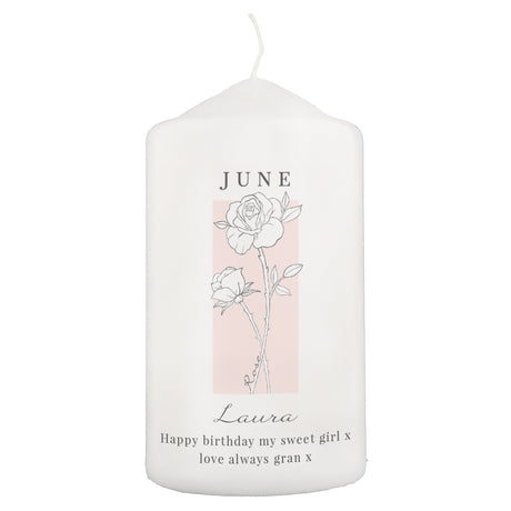 Personalised Birth Flower Pillar Candle: 9 - Candles By Gift Moments