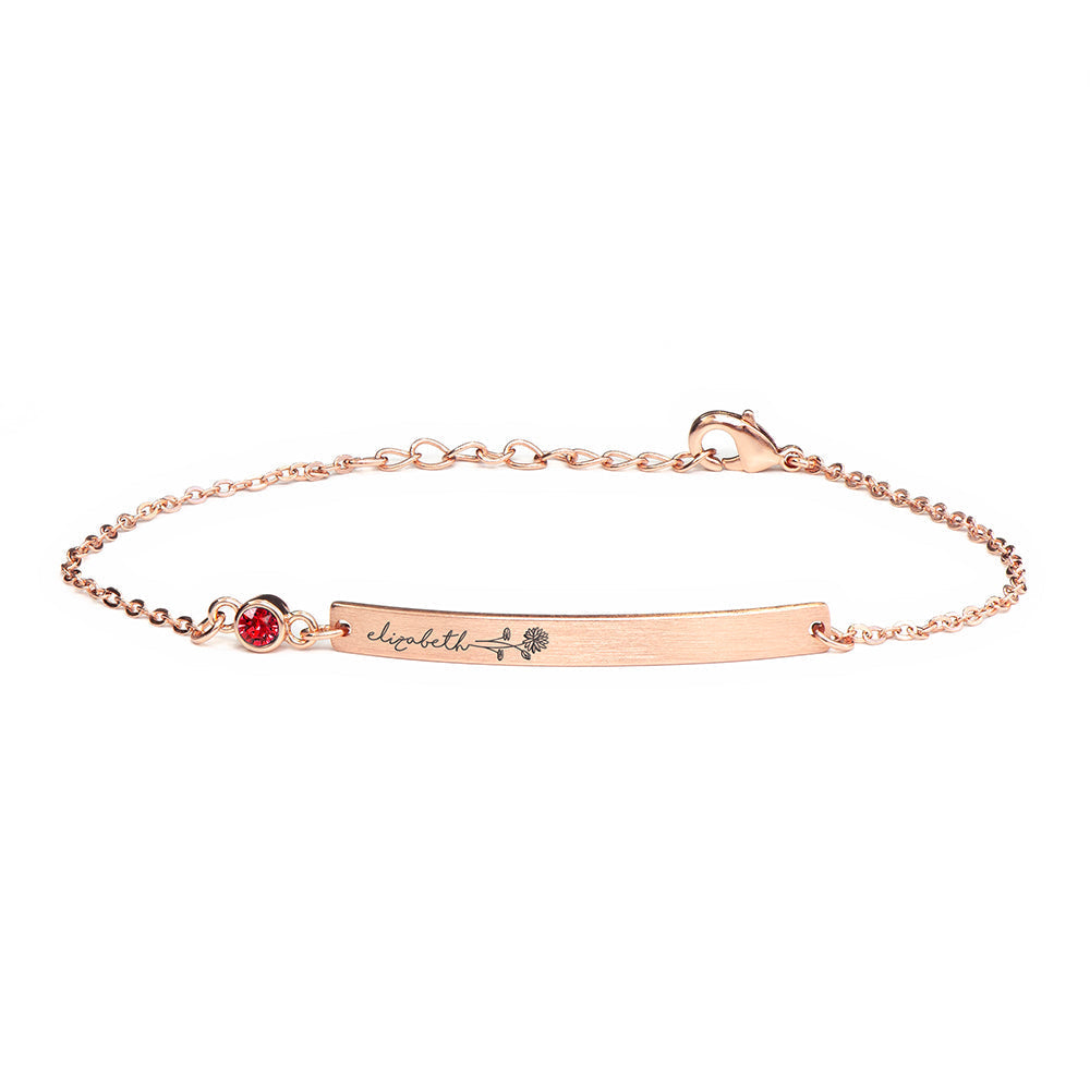 Personalised Birth Flower Swarovski Crystal Rose Gold Bracelets: 15 - Bracelets By Gift Moments