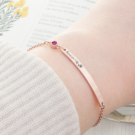 Personalised Birth Flower Swarovski Crystal Rose Gold Bracelets: 10 - October - Bracelets By Gift Moments