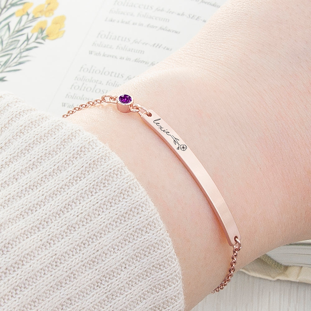 Personalised Birth Flower Swarovski Crystal Rose Gold Bracelets: 2 - February - Bracelets By Gift Moments