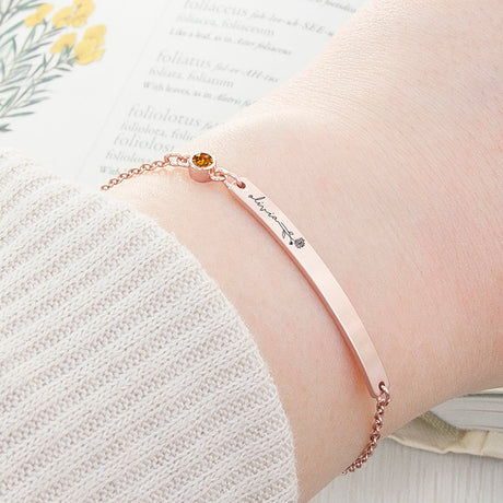 Personalised Birth Flower Swarovski Crystal Rose Gold Bracelets: 12 - November - Bracelets By Gift Moments