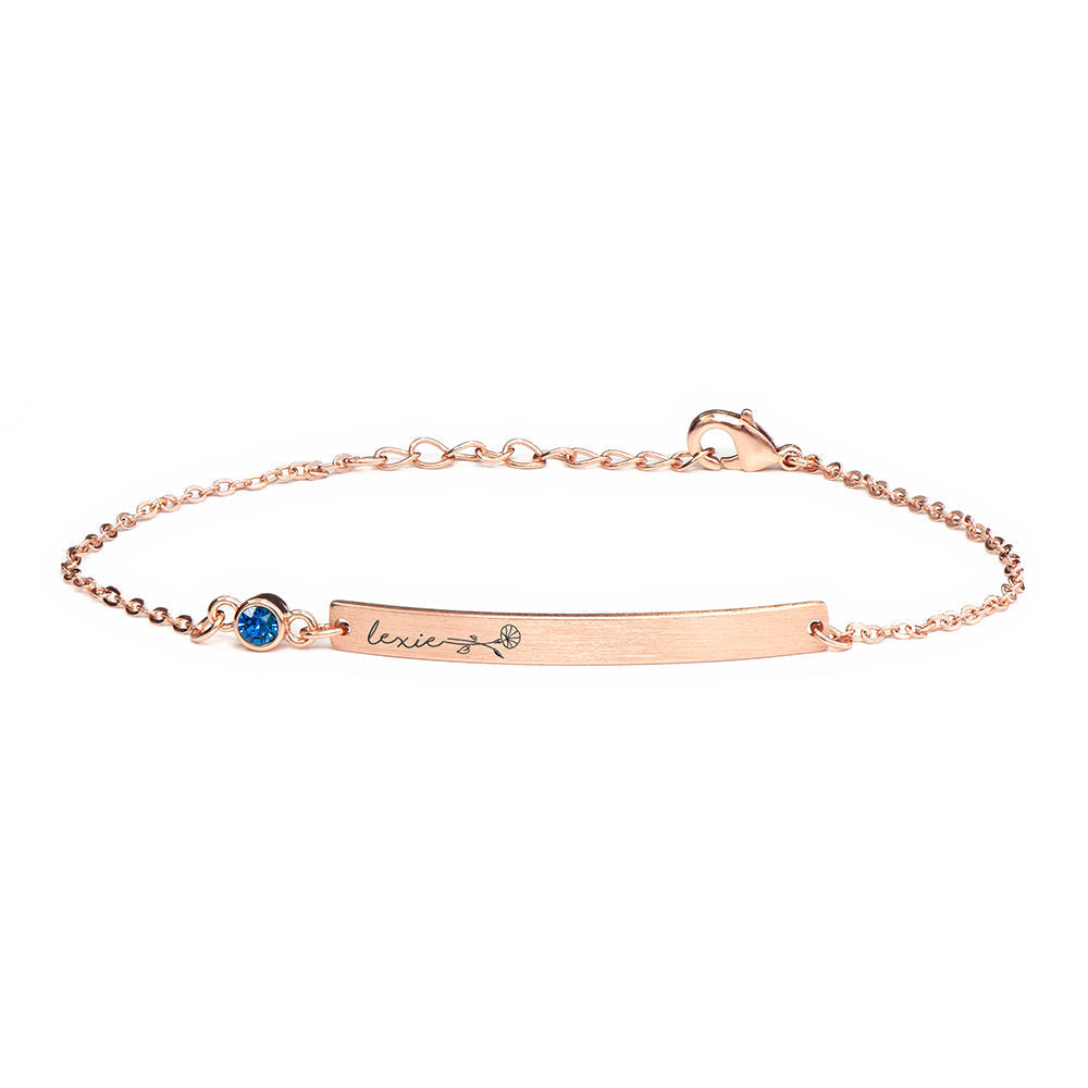 Personalised Birth Flower Swarovski Crystal Rose Gold Bracelets: 19 - Bracelets By Gift Moments