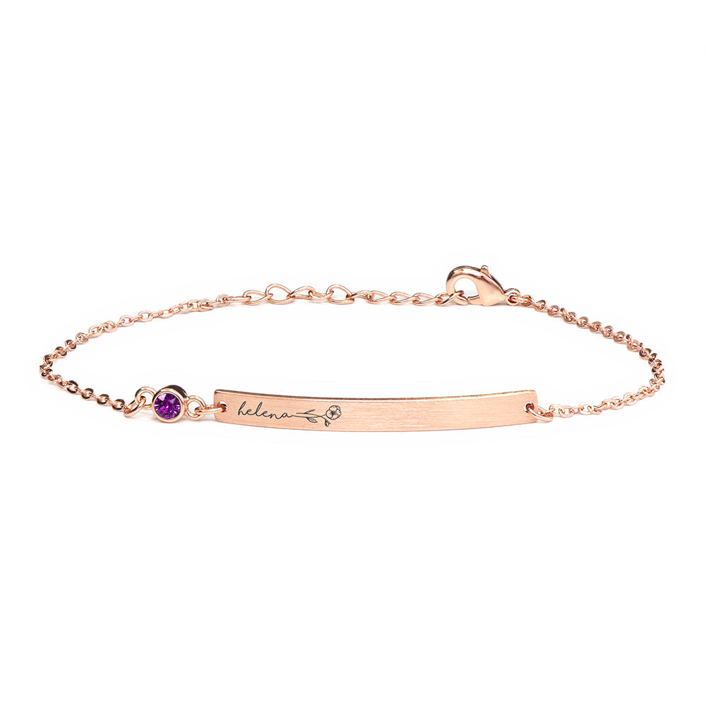 Personalised Birth Flower Swarovski Crystal Rose Gold Bracelets: 18 - Bracelets By Gift Moments