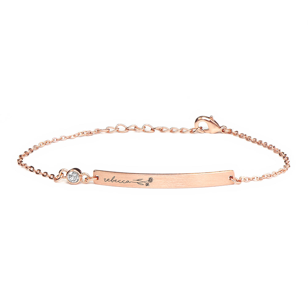 Personalised Birth Flower Swarovski Crystal Rose Gold Bracelets: 14 - Bracelets By Gift Moments