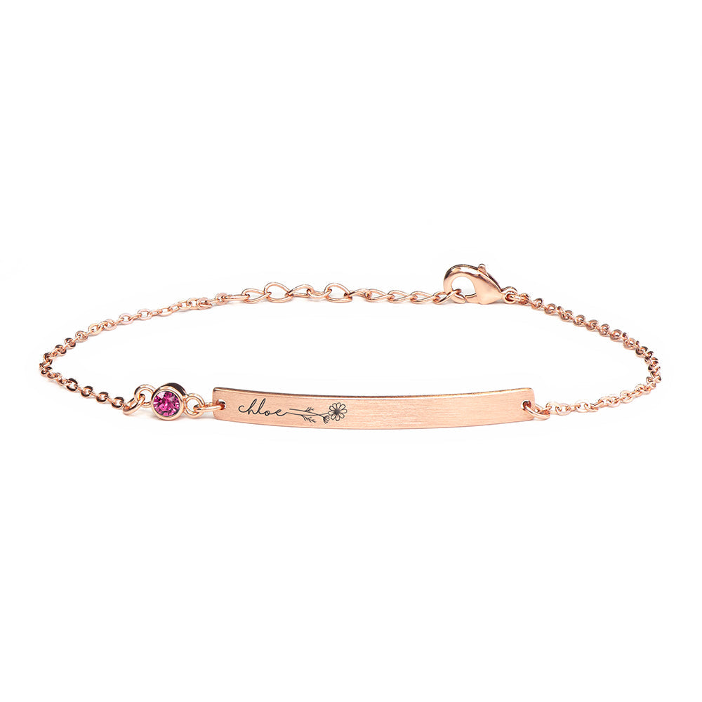 Personalised Birth Flower Swarovski Crystal Rose Gold Bracelets: 21 - Bracelets By Gift Moments