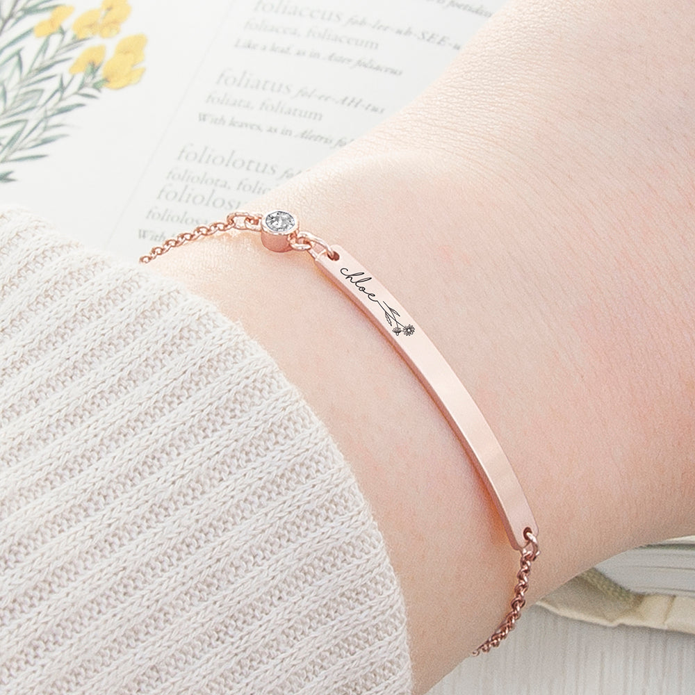Personalised Birth Flower Swarovski Crystal Rose Gold Bracelets: 5 - April - Bracelets By Gift Moments