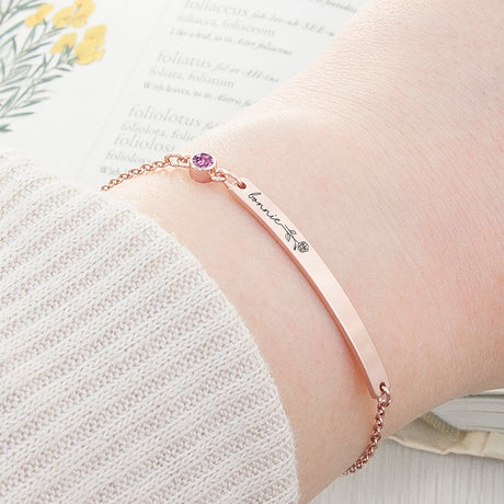 Personalised Birth Flower Swarovski Crystal Rose Gold Bracelets: 6 - June - Bracelets By Gift Moments