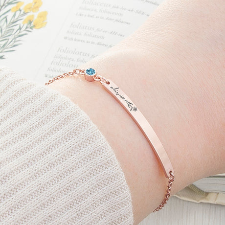 Personalised Birth Flower Swarovski Crystal Rose Gold Bracelets: 3 - March - Bracelets By Gift Moments