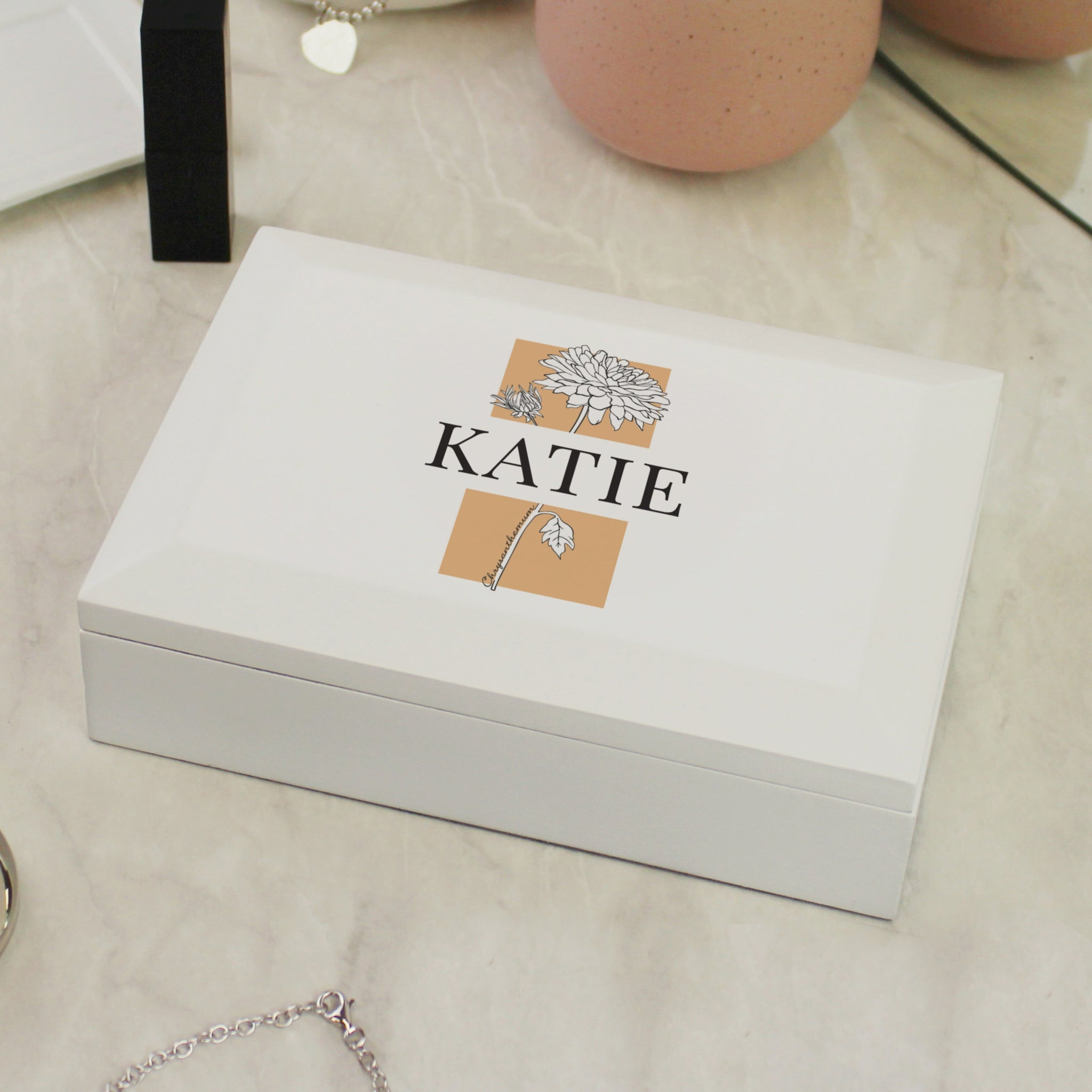 Personalised Birth Flower Wooden Jewellery Box: 5 - Jewellery Boxes By Gift Moments