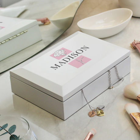 Personalised Birth Flower Wooden Jewellery Box: 7 - Jewellery Boxes By Gift Moments