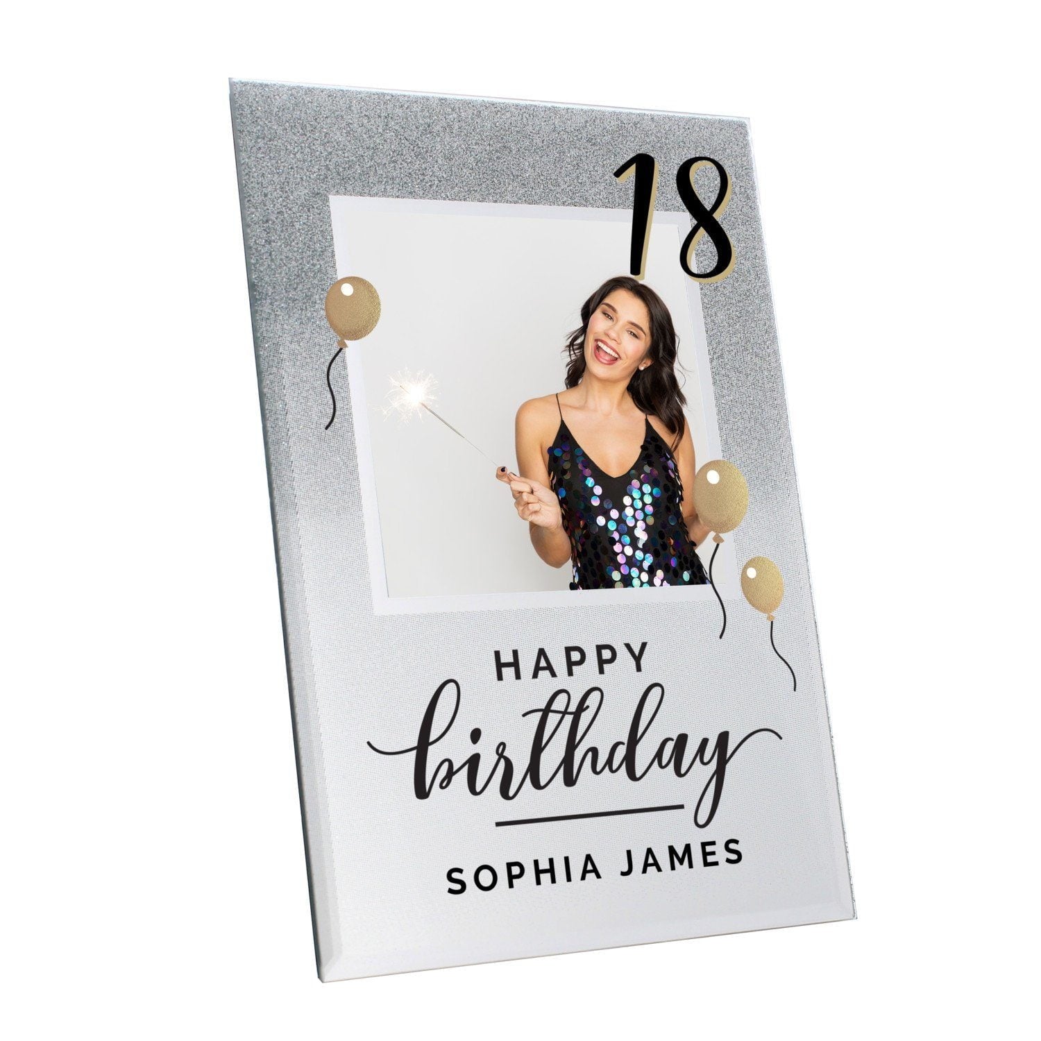 Personalised Birthday 4x4 Glitter Glass Photo Frame: 8 - Photo Frames By Gift Moments