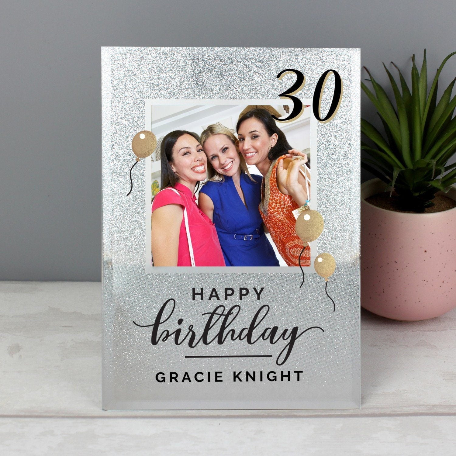 Personalised Birthday 4x4 Glitter Glass Photo Frame: 3 - Photo Frames By Gift Moments