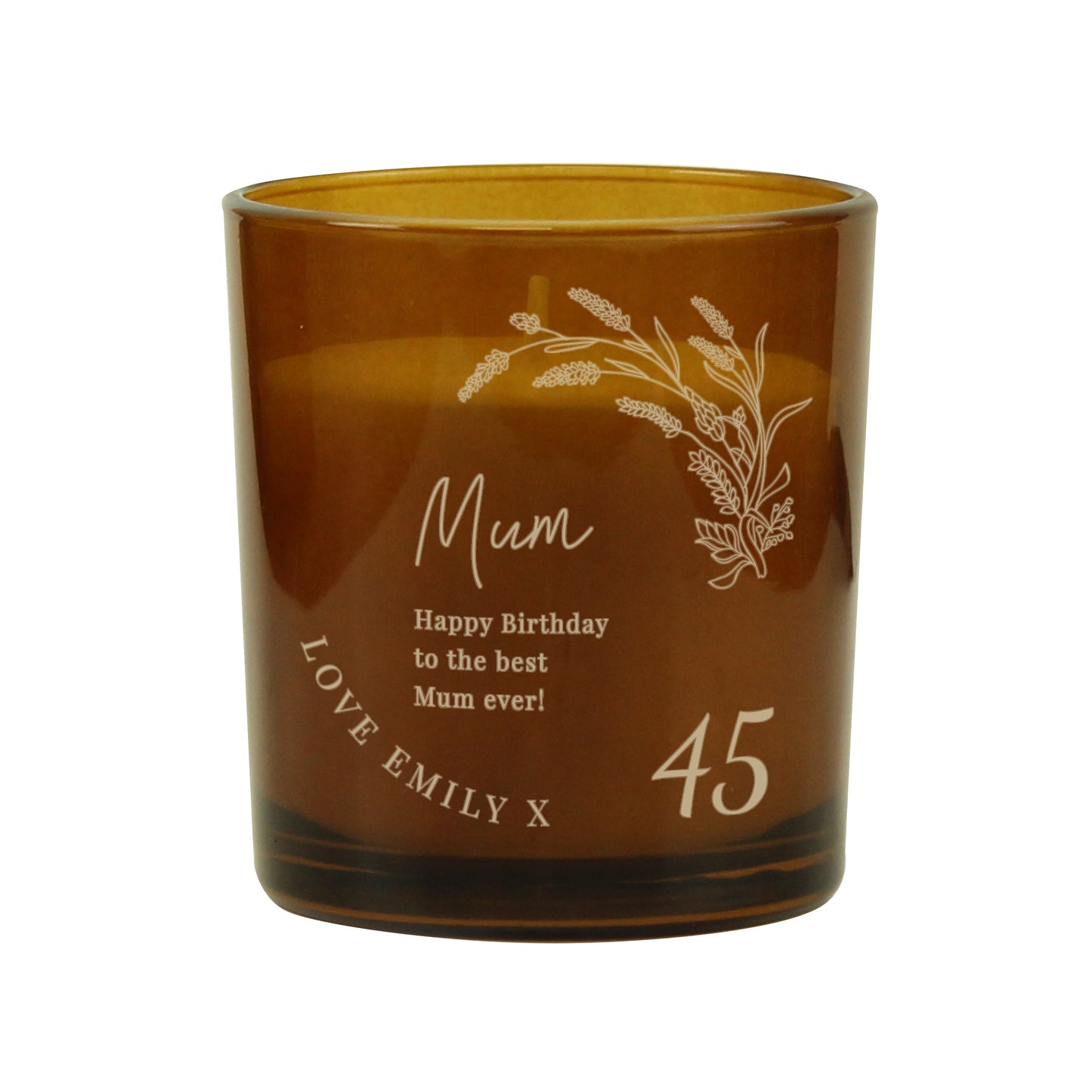 Personalised Birthday Amber Glass Candle: 5 - Candles By Gift Moments
