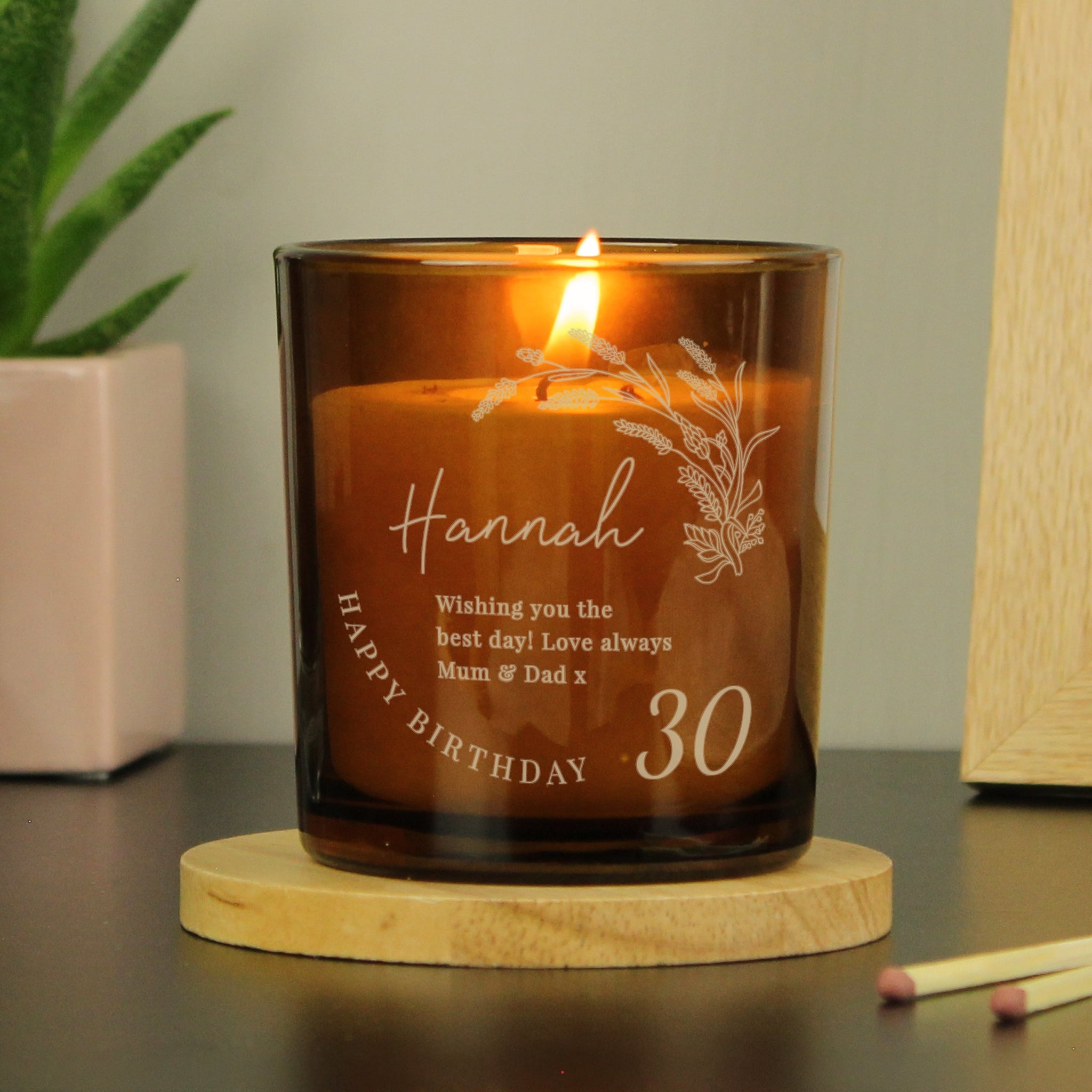Personalised Birthday Amber Glass Candle: 1 - Candles By Gift Moments
