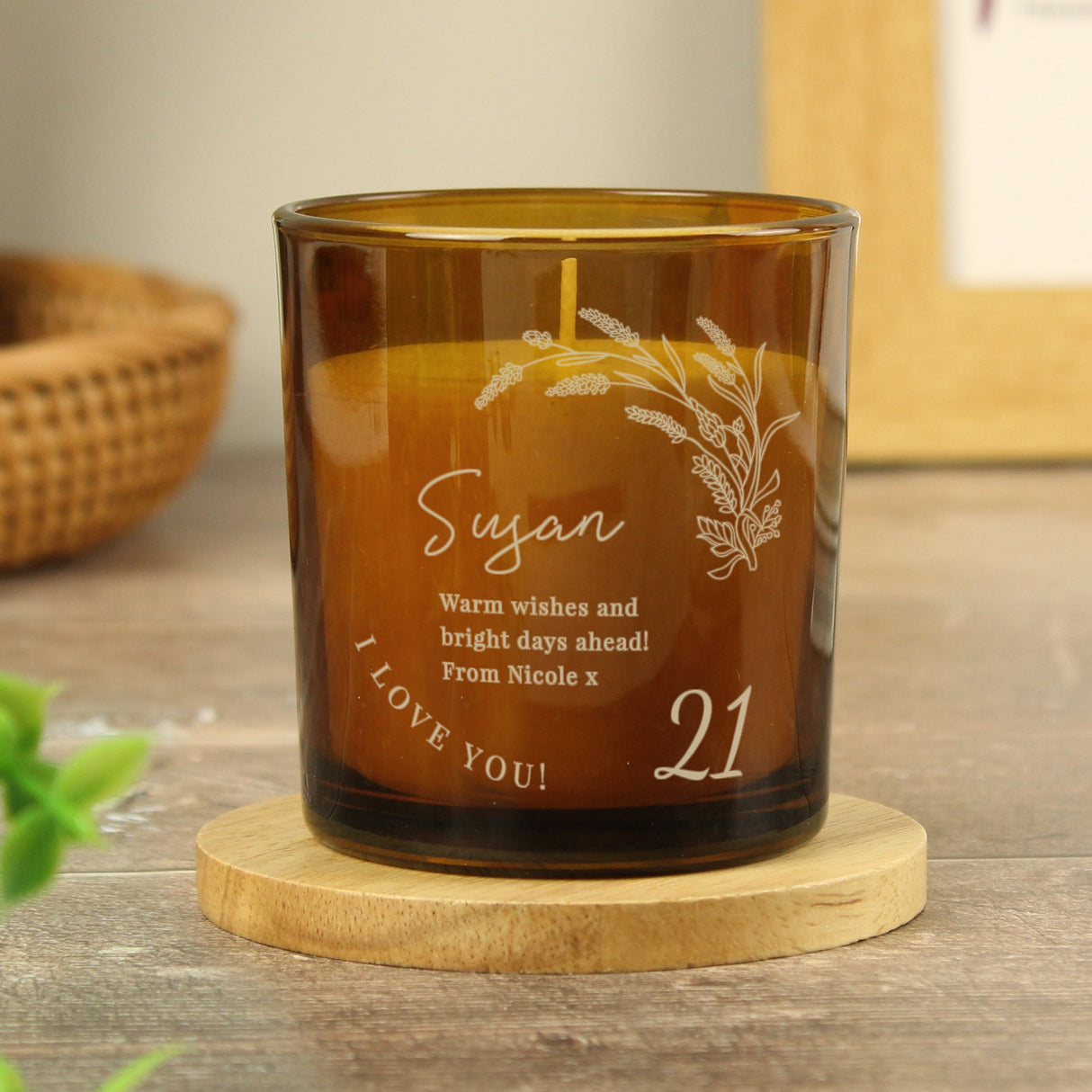 Personalised Birthday Amber Glass Candle: 2 - Candles By Gift Moments